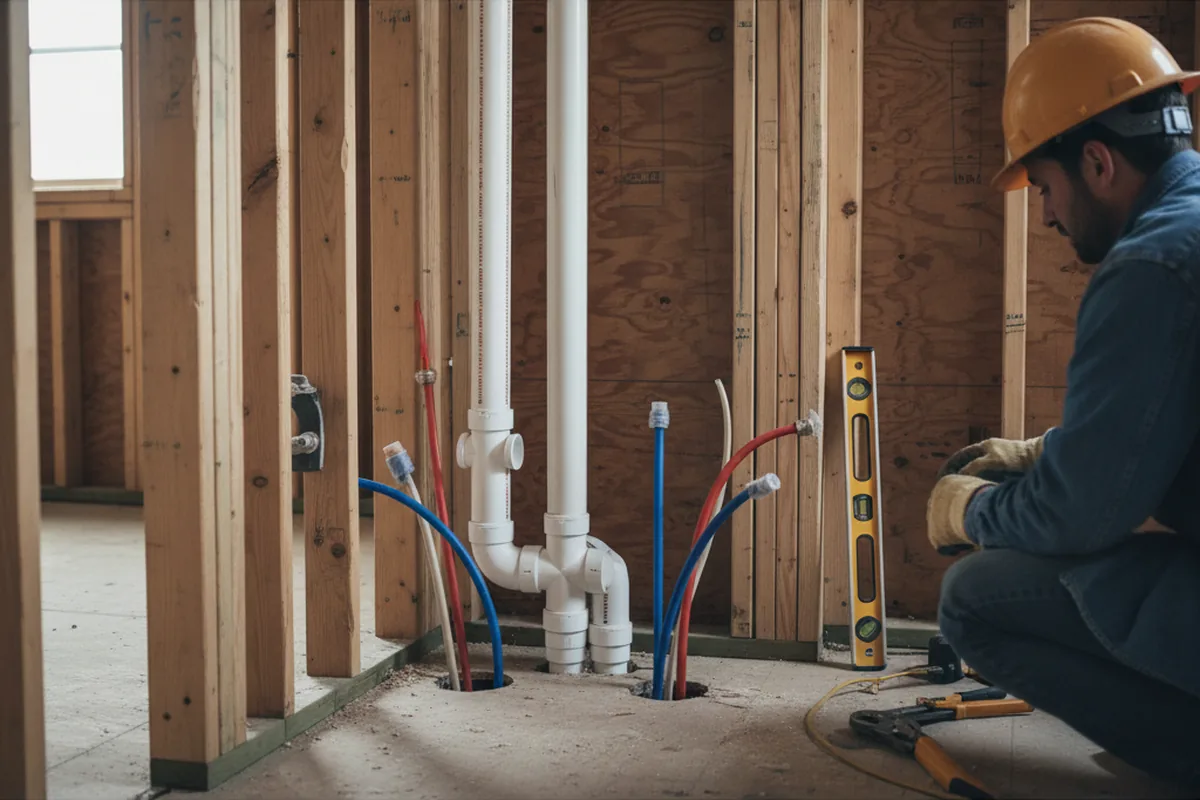 Drain and supply rough-in during Garbage Disposal Repair in Edison